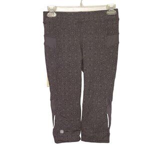 Athleta Gray Cropped Athletic Leggings Pants‎ Back Zipper Pocket Women’s Size XS